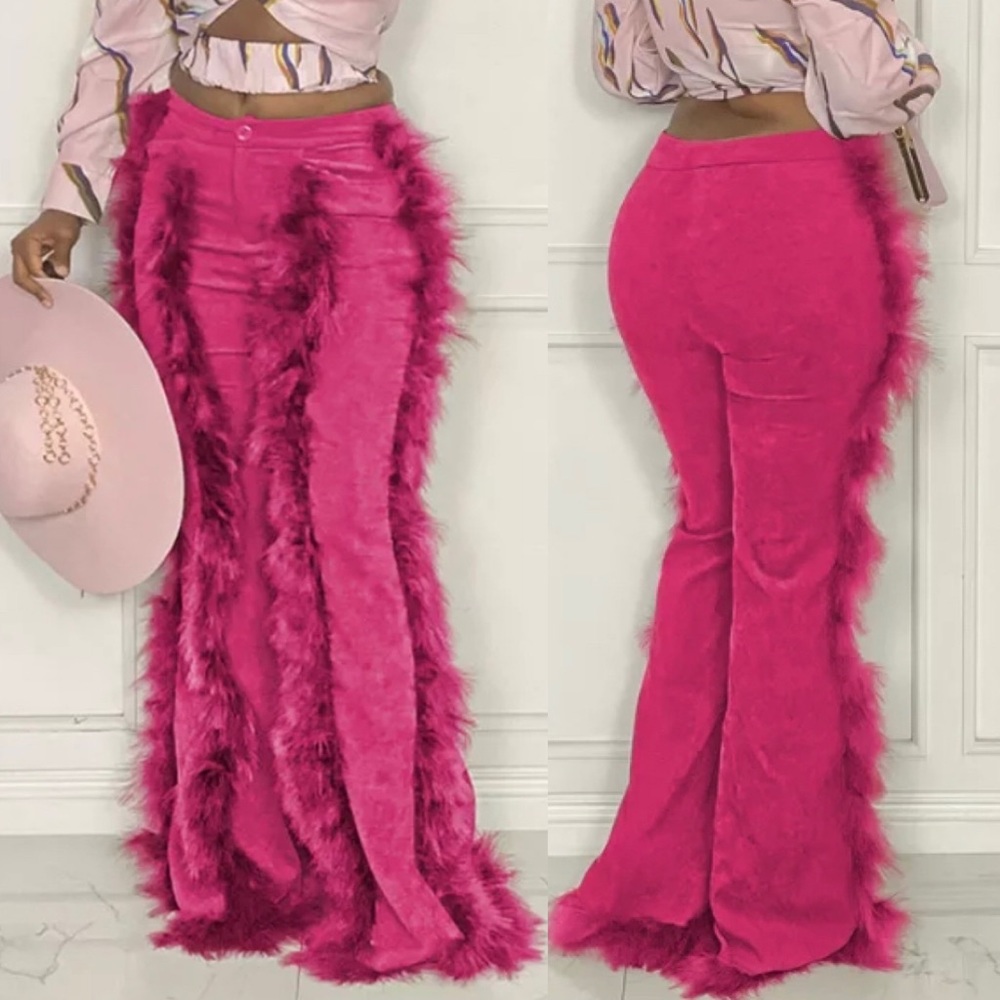 Corduroy Fur Trimmed Trousers